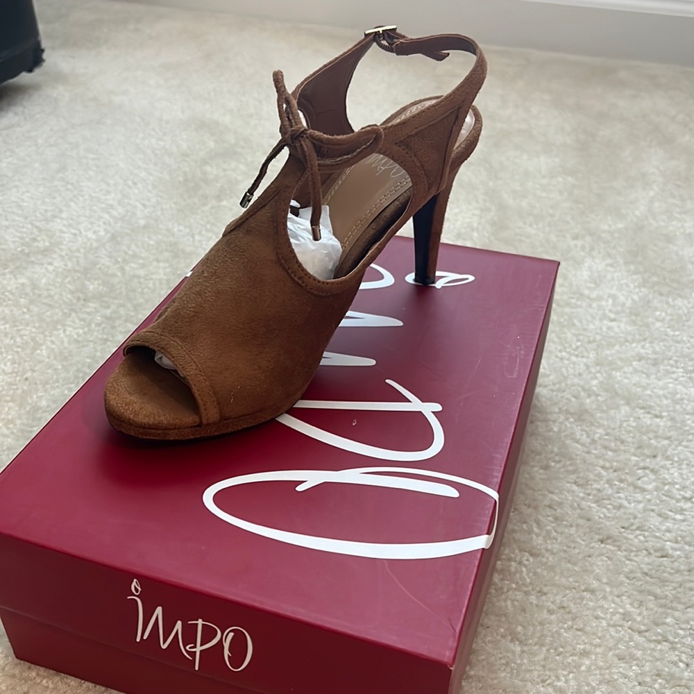 Brown bow tie heels